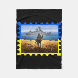 Vintage Ukraine Postage Stamp Flag Pride 6  Fleece Blanket