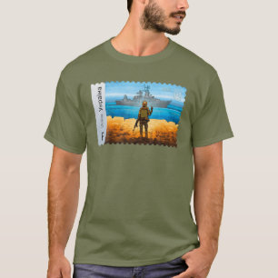 Vintage Ukraine Postage Stamp Flag Pride Army Patr T-Shirt