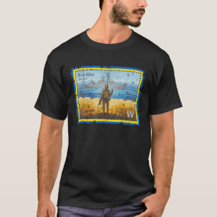 Vintage Ukraine Postage Stamp Flag Pride Army Patr T-Shirt
