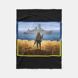 Vintage Ukraine Postage Stamp Flag Pride  Fleece Blanket