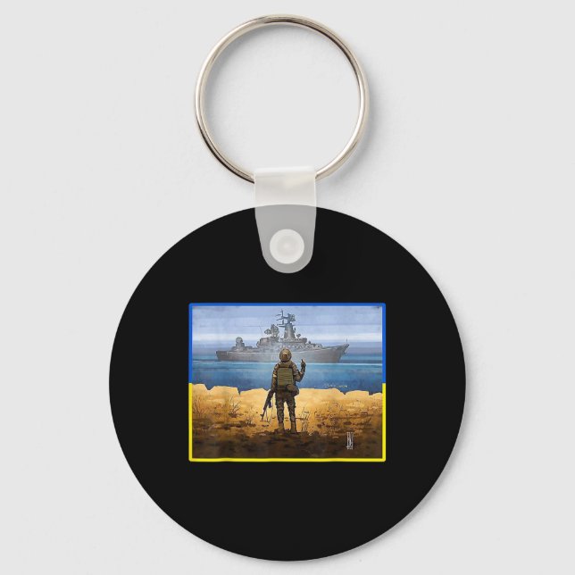 Vintage Ukraine Postage Stamp Flag Pride  Keychain (Front)