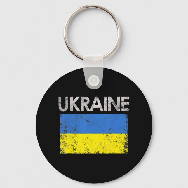 Vintage Ukraine Ukrainian Flag Pride 8 Keychain (Front)