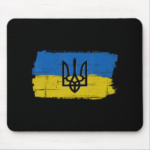 Vintage Ukraine Ukrainian Flag Pride Love Support Mouse Pad
