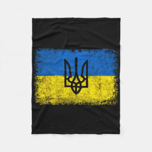 Vintage Ukraine Ukrainian Flag Ukraine Army Triden Fleece Blanket