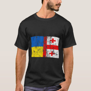 Vintage Ukraine Ukrainian Georgia Flag Friendship  T-Shirt