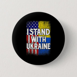 Vintage Ukrainian American Flag Ukraine Patriotic 2 Inch Round Button