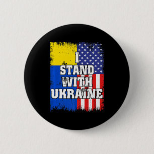 Vintage Ukrainian American Flag Ukraine Patriotic 2 Inch Round Button