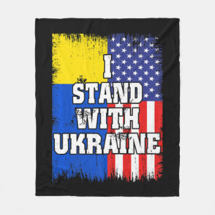 Vintage Ukrainian American Flag Ukraine Patriotic Fleece Blanket