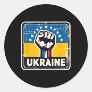 Vintage Ukrainian Bynner Fan Ukraine Flag Retro Ar Classic Round Sticker