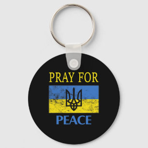 Vintage Ukrainian Flag Pray For Peace Pray For Ukr Keychain