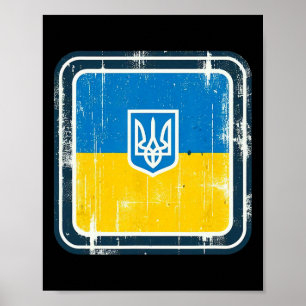 Vintage Ukrainian Nner Fan Ukraine Flag Retro Art Poster