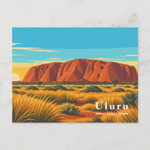 Vintage Uluru Australia Travel Holiday Postcard