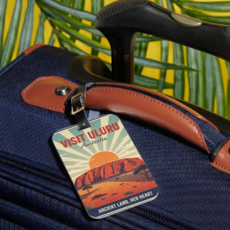 Vintage Uluru Outback Australia Art Luggage Tag