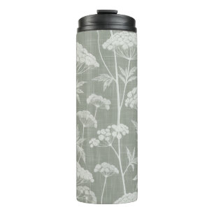 Vintage Umbel Botanical Sage Green Pattern Thermal Tumbler