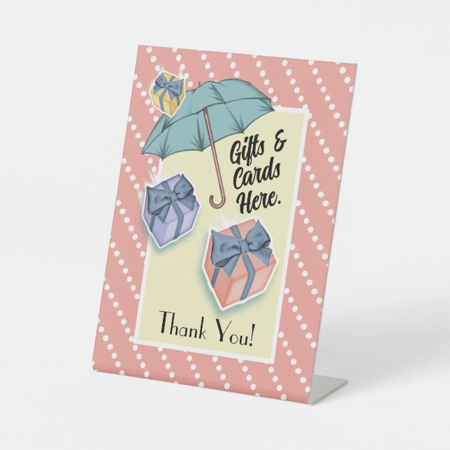 Vintage Umbrella Bridal Shower Table Top Sign (Front)