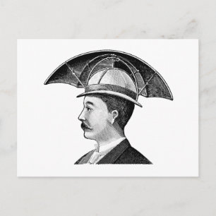 Vintage Umbrella Hat Steampunk Invention Postcard