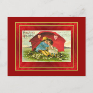 Vintage Umbrella Love Valentine Postcard
