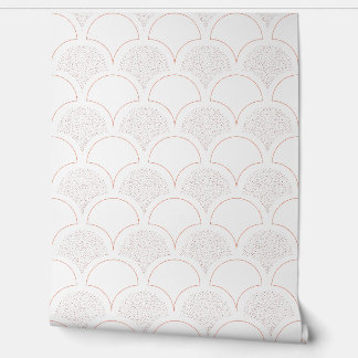 Vintage Umbrella Pattern - Coral Wallpaper