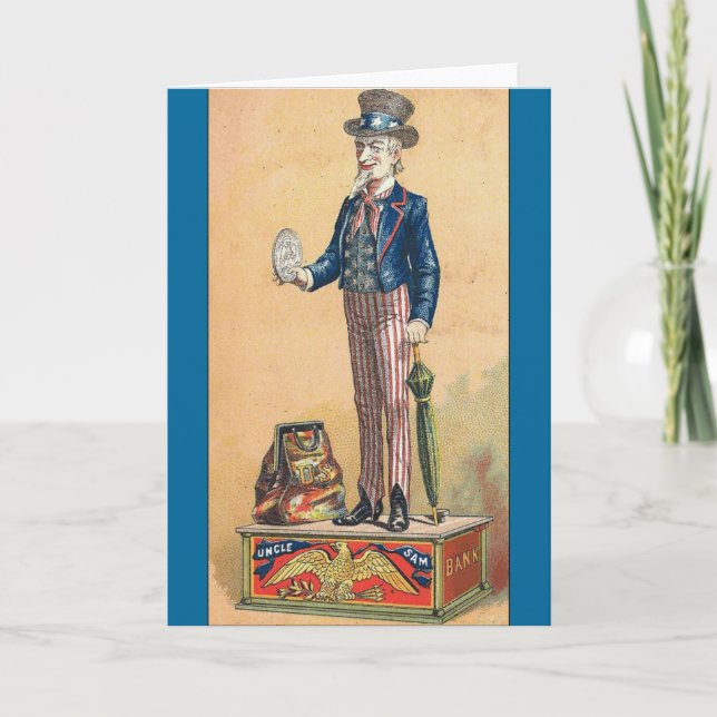Vintage Uncle Sam Coin Bank Card (Front)