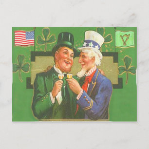 Vintage Uncle Sam Leprechaun St Patrick's Day Card