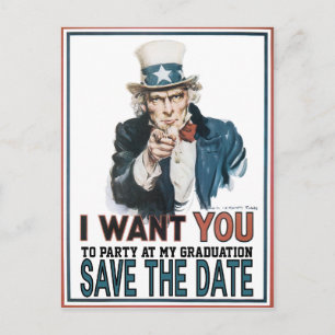 Vintage Uncle Sam Save The Date Announcement Postcard
