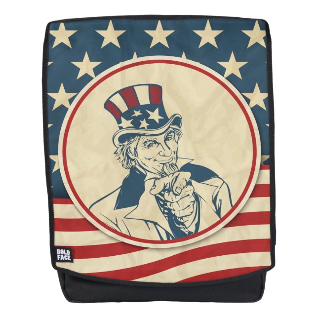 Vintage Uncle Sam Stars and Stripes Backpack (Front)