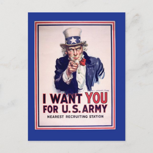 Vintage Uncle Sam War Postcard (Front)