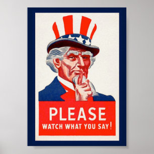 Vintage Uncle Sam WW2 Propaganda Poster