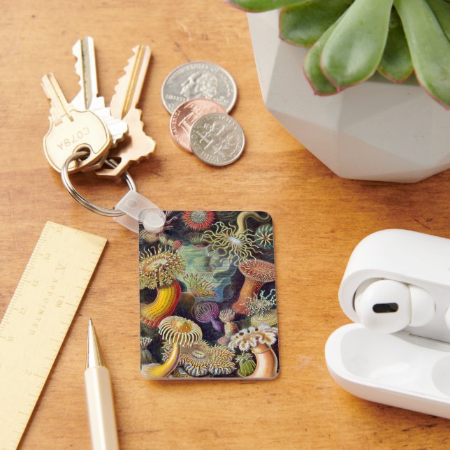 Vintage Underwater Sea Anemones by Ernst Haeckel Keychain (Desk)