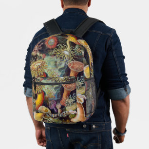 Vintage Underwater Sea Anemones by Ernst Haeckel Printed Backpack