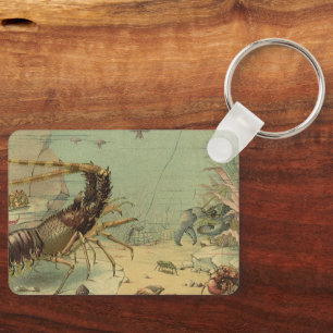 Vintage Underwater Sea Life, Animals in the Ocean Keychain