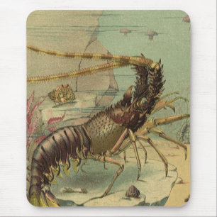 Vintage Underwater Sea Life, Animals in the Ocean Mouse Pad