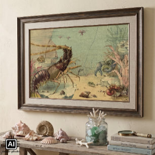 Vintage Underwater Sea Life, Animals in the Ocean Poster
