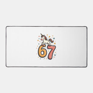 Vintage Unicorn 67 Birthday Party Rainbow Dabbing  Desk Mat