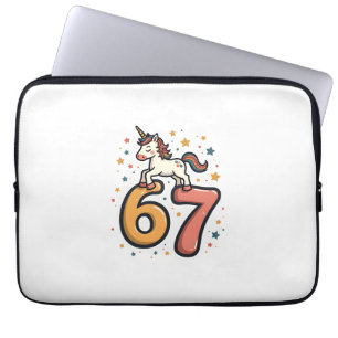 Vintage Unicorn 67 Birthday Party Rainbow Dabbing Laptop Sleeve