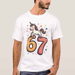 Vintage Unicorn 67 Birthday Party Rainbow Dabbing  T-Shirt