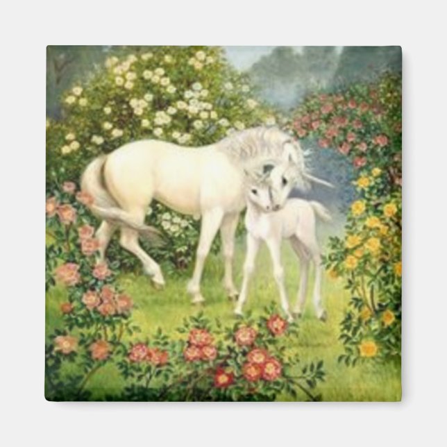 Vintage Unicorn And Foal Magnet (Front)