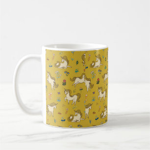 Vintage unicorn in forest flowers pattern coffee mug