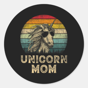 Vintage Unicorn Mom Unicorn Lovers Mommy Mother's Classic Round Sticker