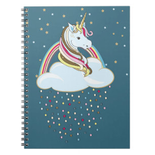 Vintage Unicorn: Rainbow Clouds Illustration Notebook