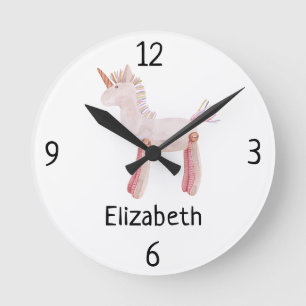 Vintage Unicorn Rocking Horse Toy 8-in Nursery Round Clock