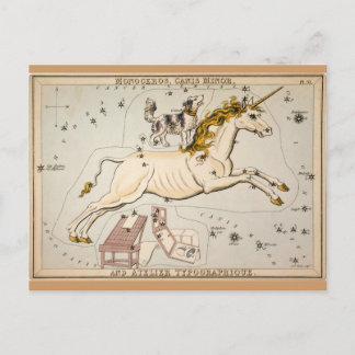Vintage Unicorn Star Constellation Map Postcard