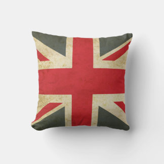 Vintage Union Jack British Flag Throw Pillow