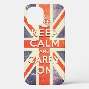 Vintage Union Jack flag keep calm and carry on Cas iPhone 12 Case