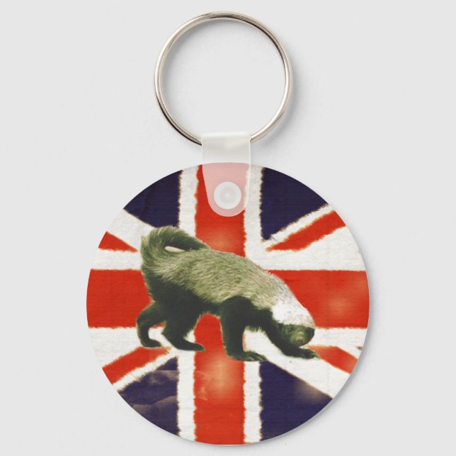 Vintage Union Jack Honey Badger Basic Keychain (Front)