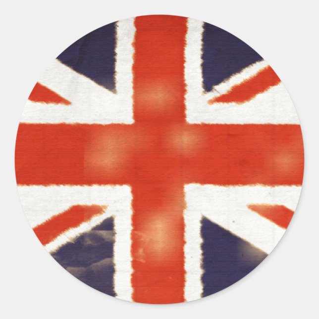 Vintage Union Jack Round Stickers (Front)