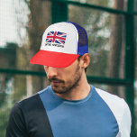 Vintage Union Jack (W/Black "United Kingdom" Text) Trucker Hat<br><div class="desc">Wear the Union Jack wherever you are with this stylish cap! Features a vintage/worn UK Flag design with the text "United Kingdom" underneath.

Text is black (other colours are available).</div>