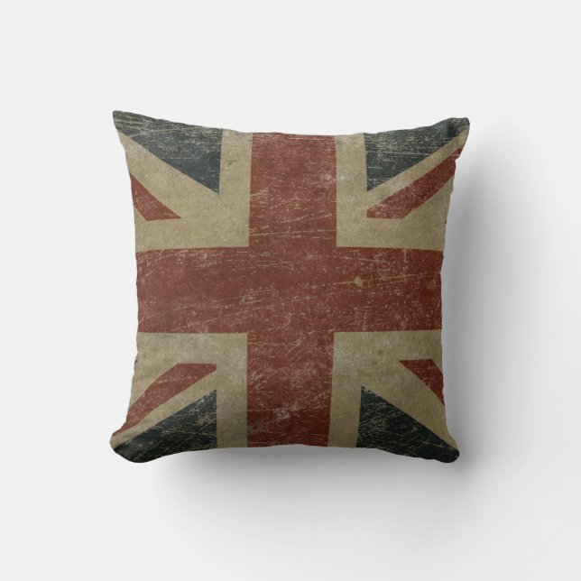 Vintage United Kingdom Flag Throw Pillow (Front)