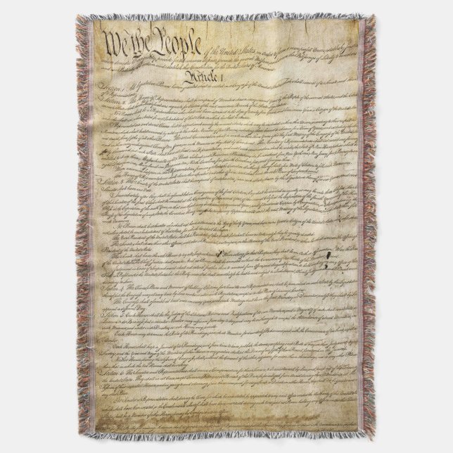 Vintage United States Constitution Throw Blanket (Front Vertical)