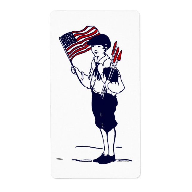 Vintage United States Flag and Fireworks Boy (Front)